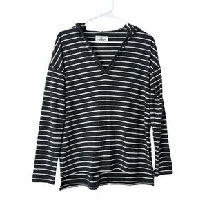 American Eagle Outfitters striped v-neck sweater with hood